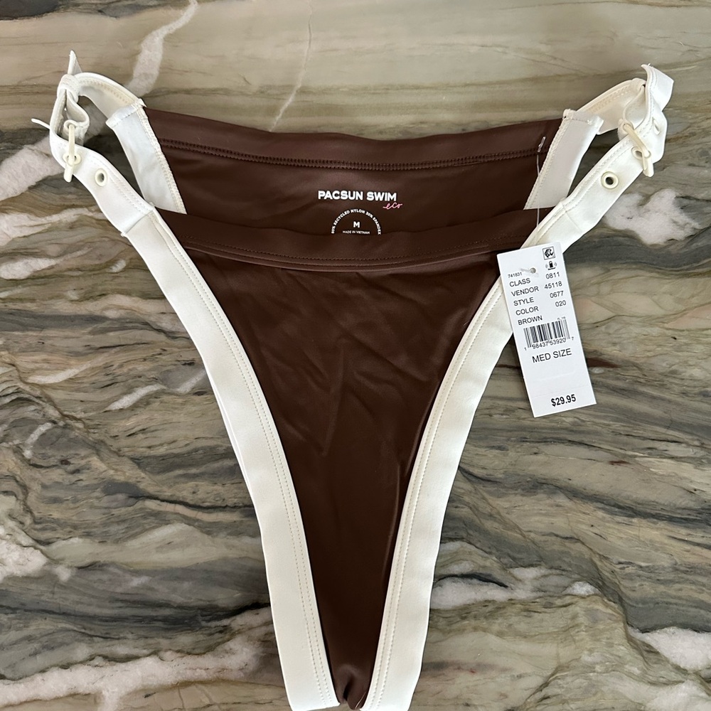 PacSun Brown and Cream Bikini Bottom